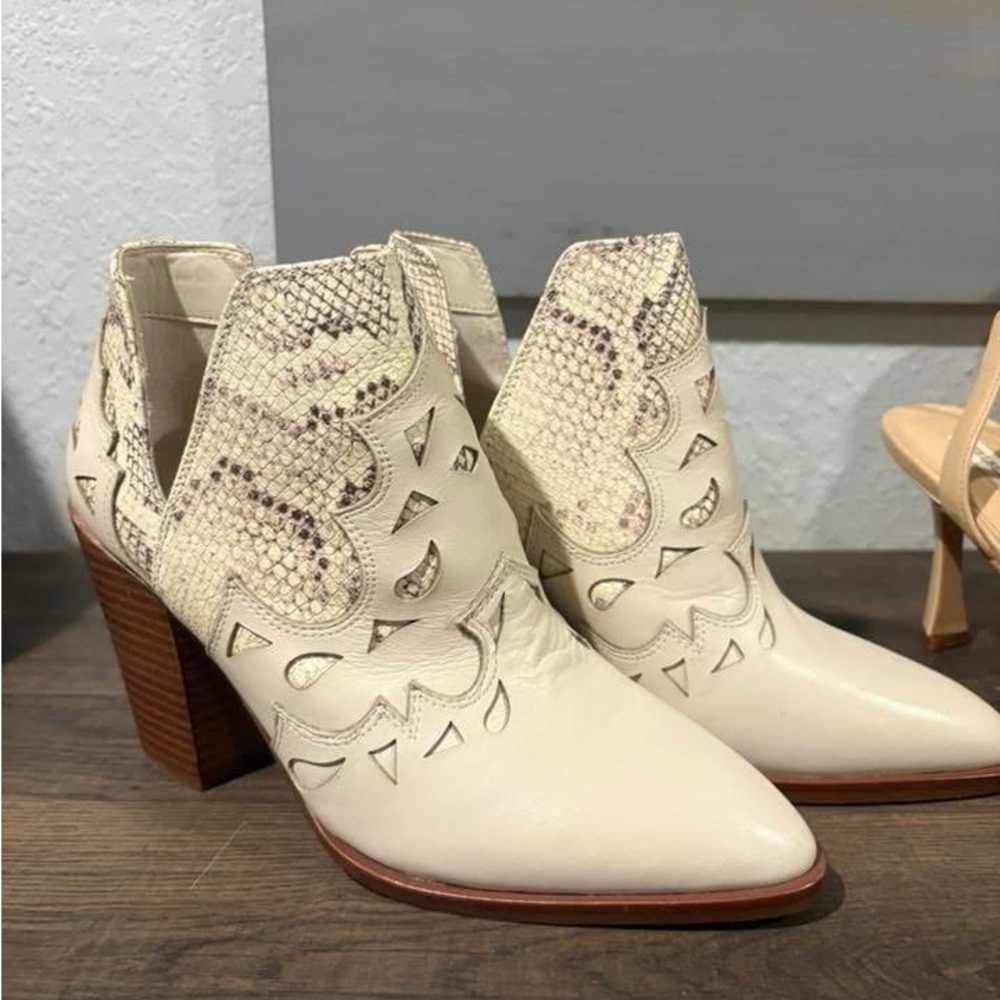 Gianni Bini Cream Cutout Ankle Booties